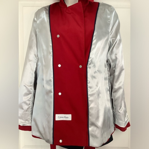 LIKE NEW👠Calvin Klein Red Water Resistant Trench Coat - Picture 12 of 15